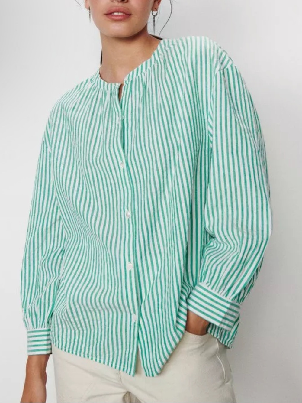 ba&sh Stoby Cotton Striped Shirt Size M (2)